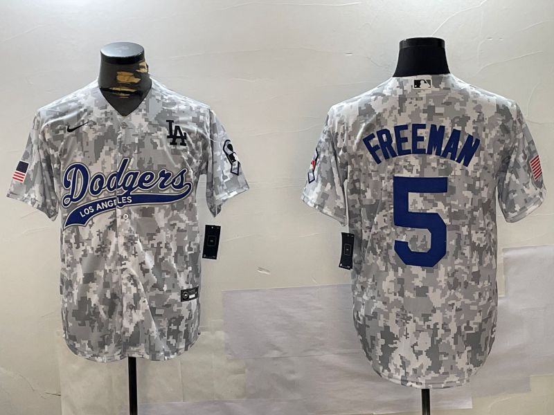 Men Los Angeles Dodgers #5 Freeman Camo Joint Name 2024 Nike MLB Jersey style 1